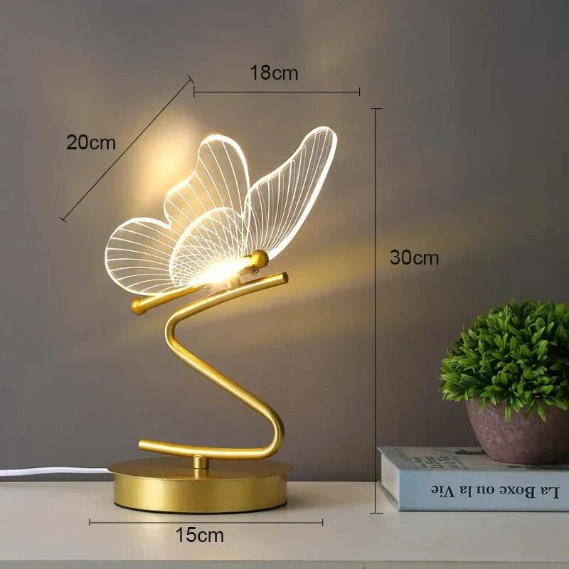 Elegante Tischlampe mit LED und Acrylflügeln – Warmes Licht für Ihr Zuhause