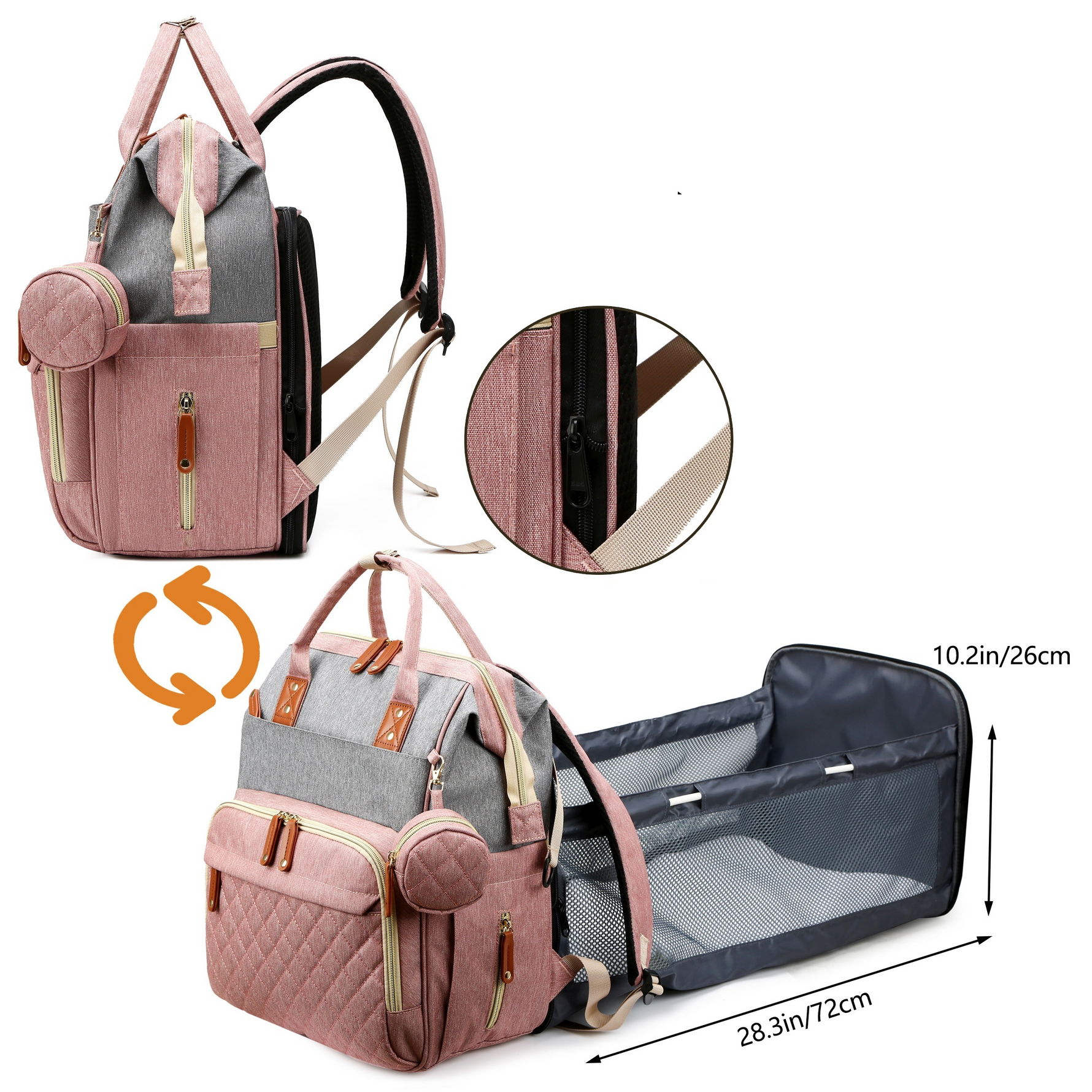 Multifunktionaler Wickelrucksack mit integriertem Wickeltisch