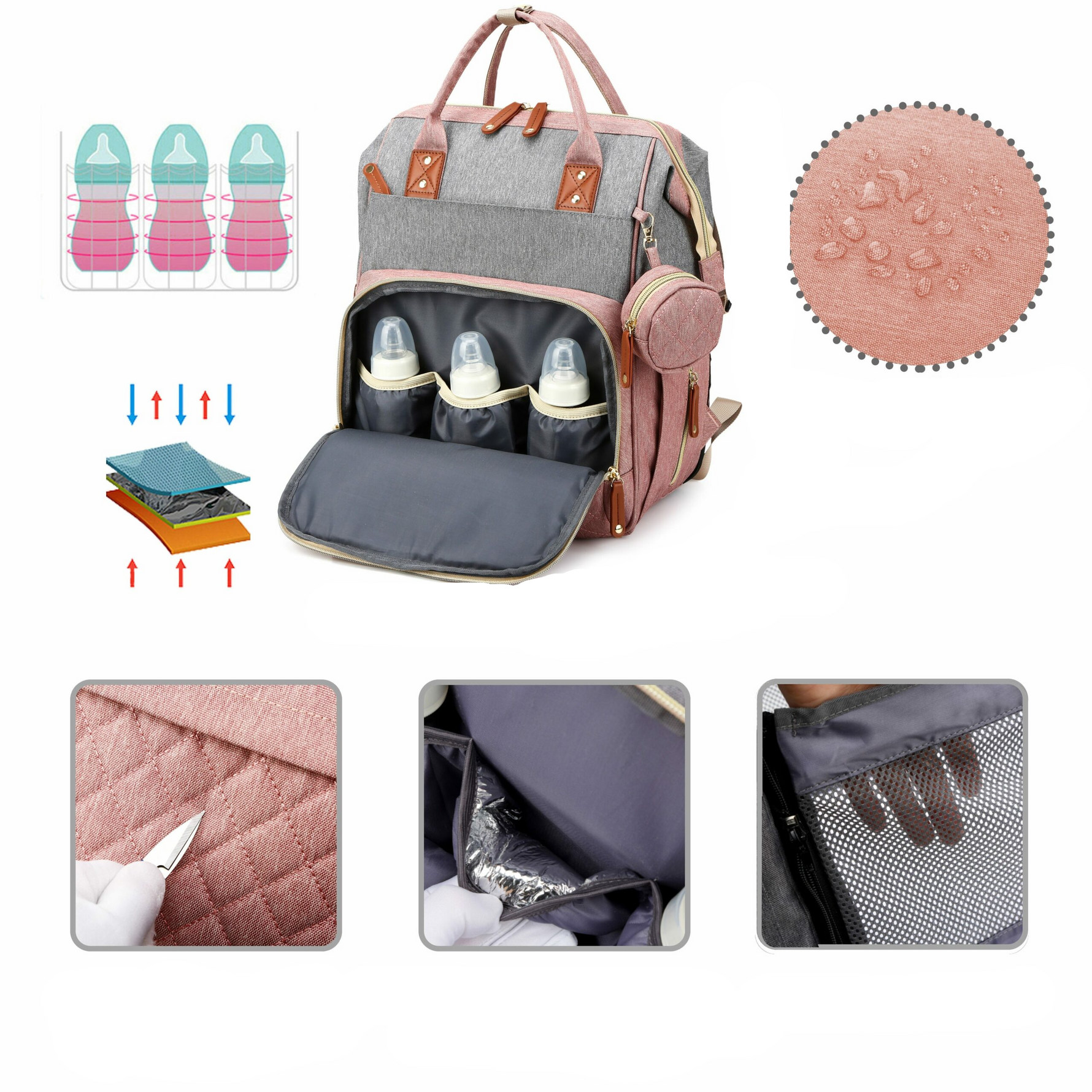 2-in-1 Wickelrucksack für Babys mit integriertem Wickelbett