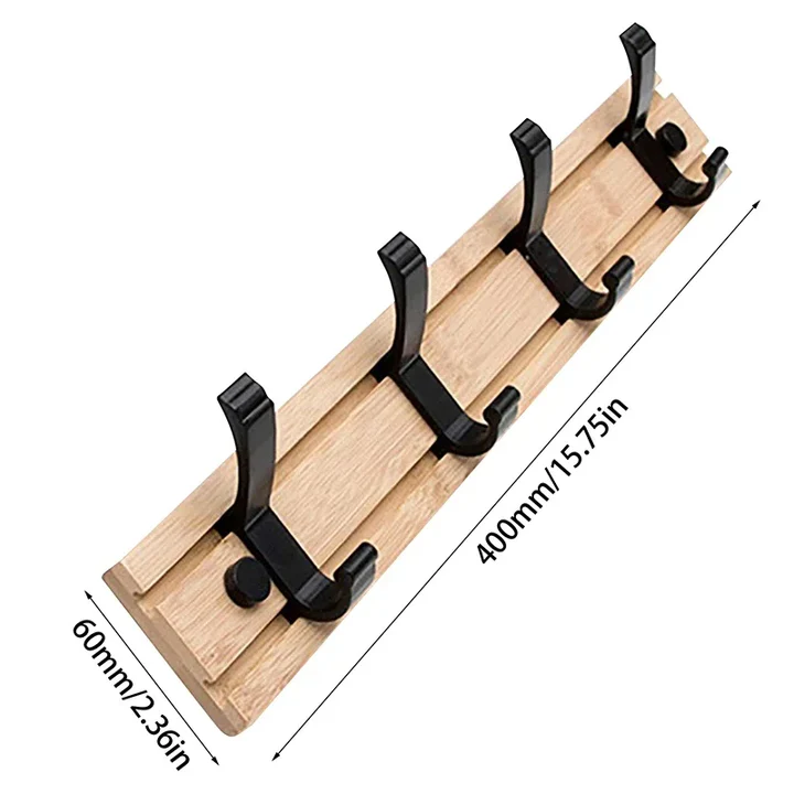 Holz-Wandgarderobe mit schwenkbaren Haken