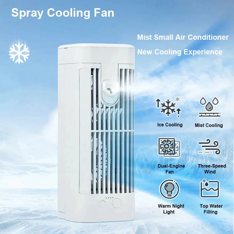 Kompakter Ventilator mit Sprühkühlung für den Schreibtisch