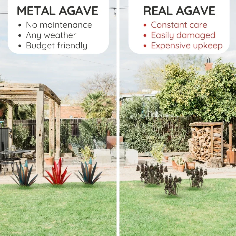 Metallische Agave Deko-Pflanze für drinnen und draußen