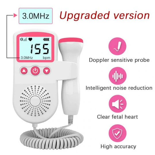 Tragbarer Herzfrequenzmonitor für Föten mit LCD-Anzeige