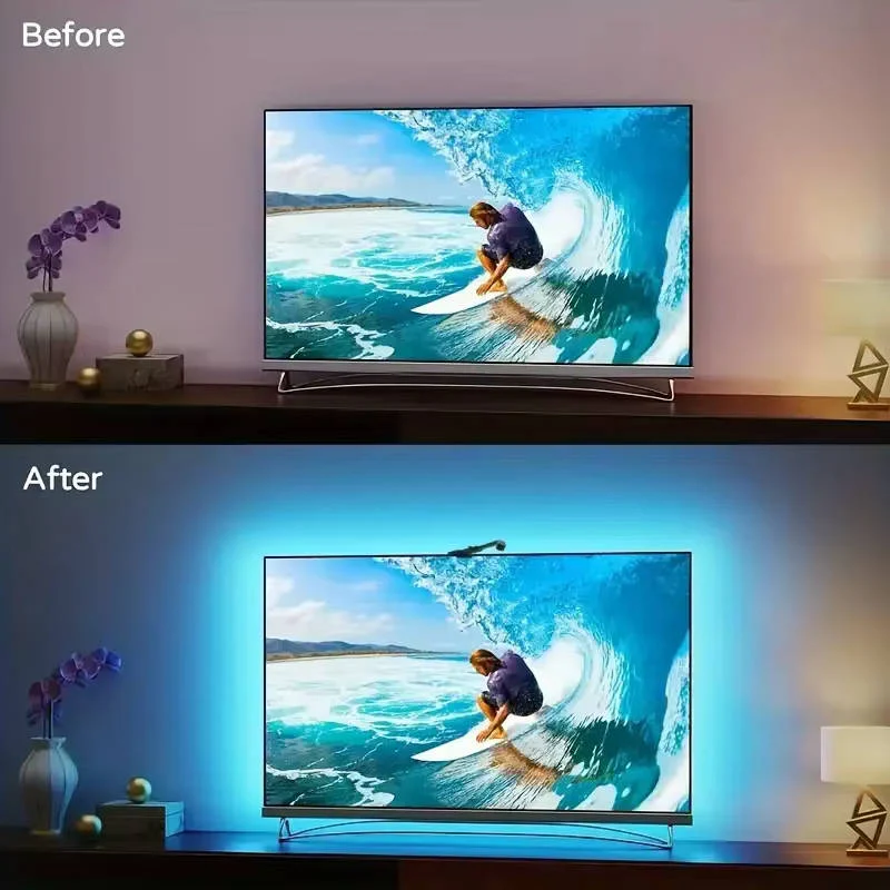 Beleuchtung für Fernseher mit Fernbedienung und Smart-Funktionen