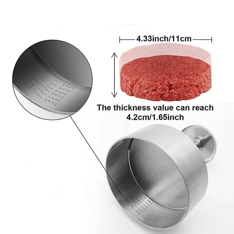 Edelstahl Burgerpresse für gleichmäßige 5-Zoll Patties