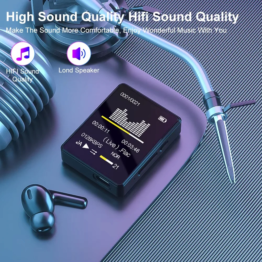 Kompakter Bluetooth MP3 Musikspieler mit Stereo-Audio und Video