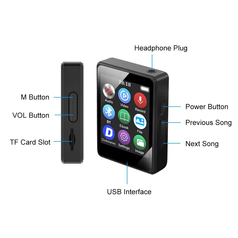 Kompakter Bluetooth MP3 Musikspieler mit Video-Funktion