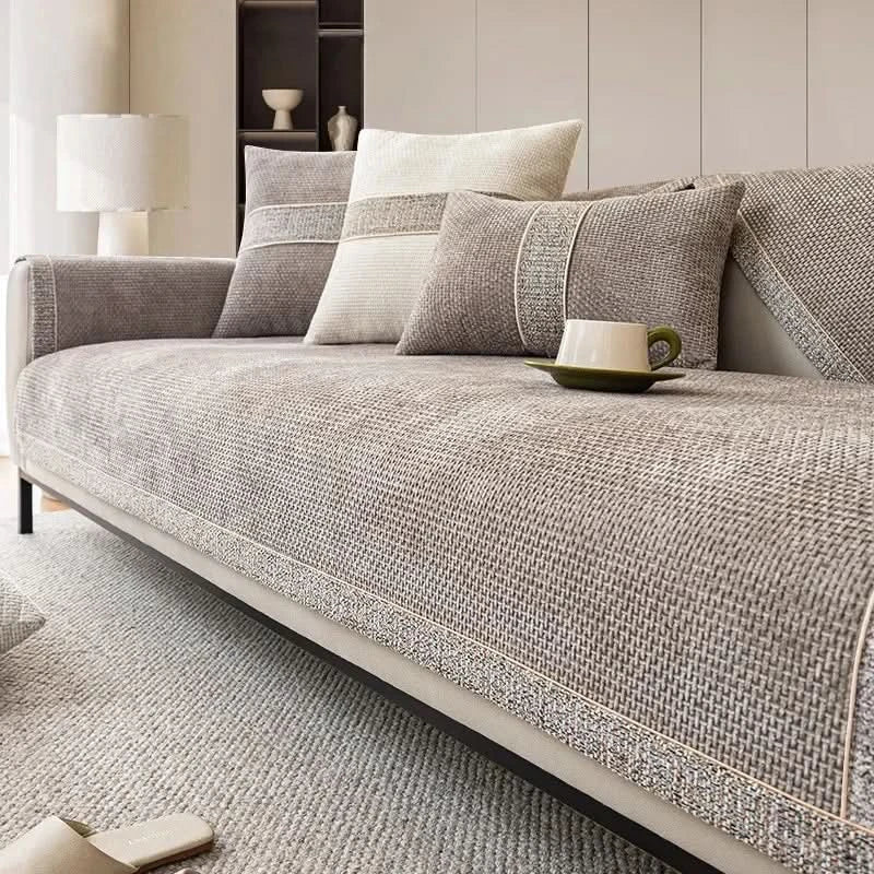 Elegant sofa cover made of high-quality linen for optimal protection