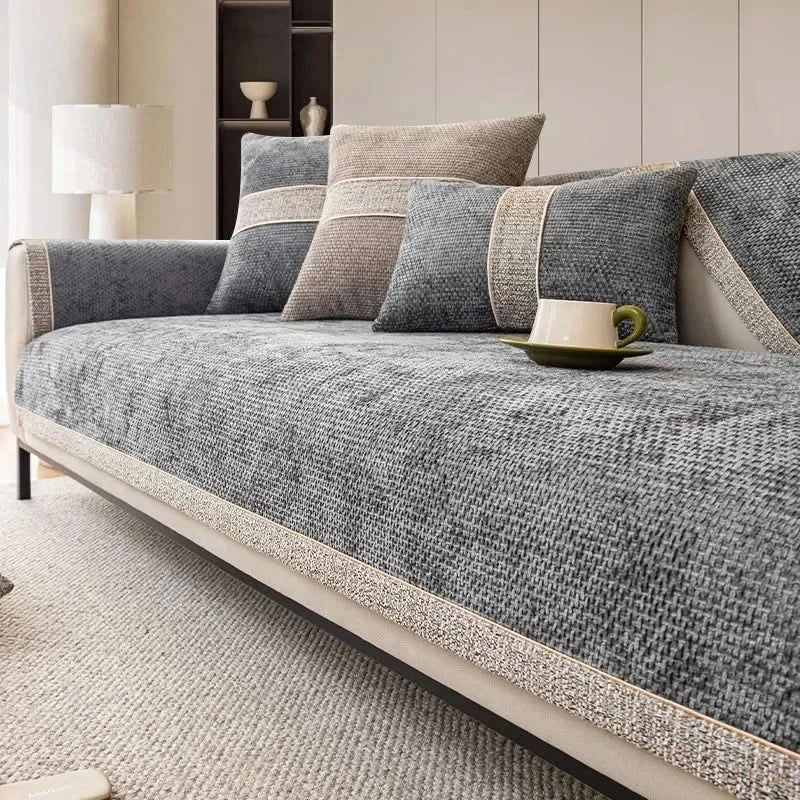 Elegant sofa cover made of high-quality linen for optimal protection
