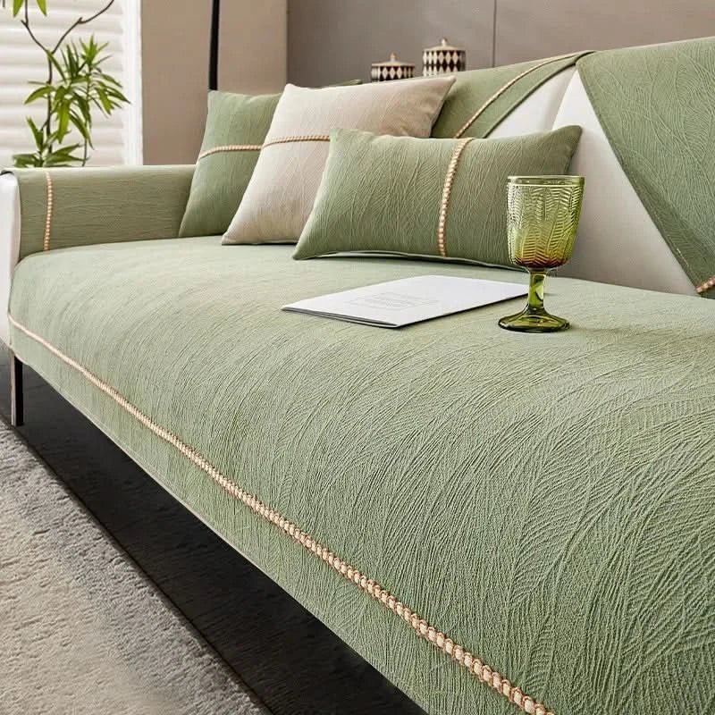Elegant sofa cover made of high-quality linen for optimal protection