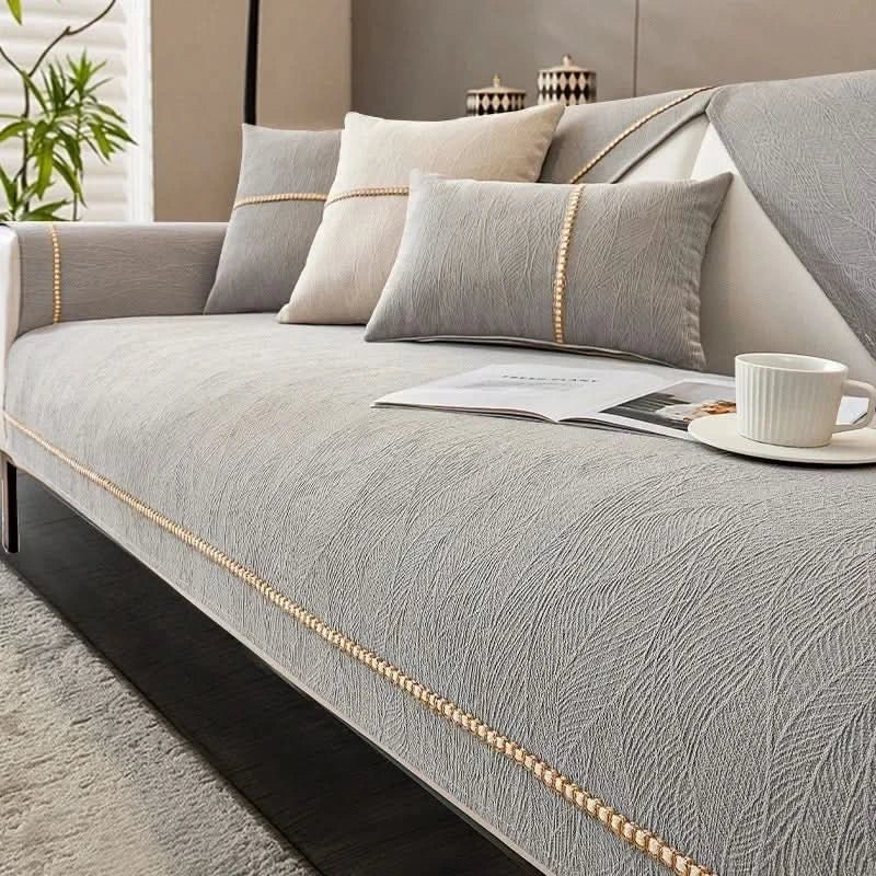Elegant sofa cover made of high-quality linen for optimal protection