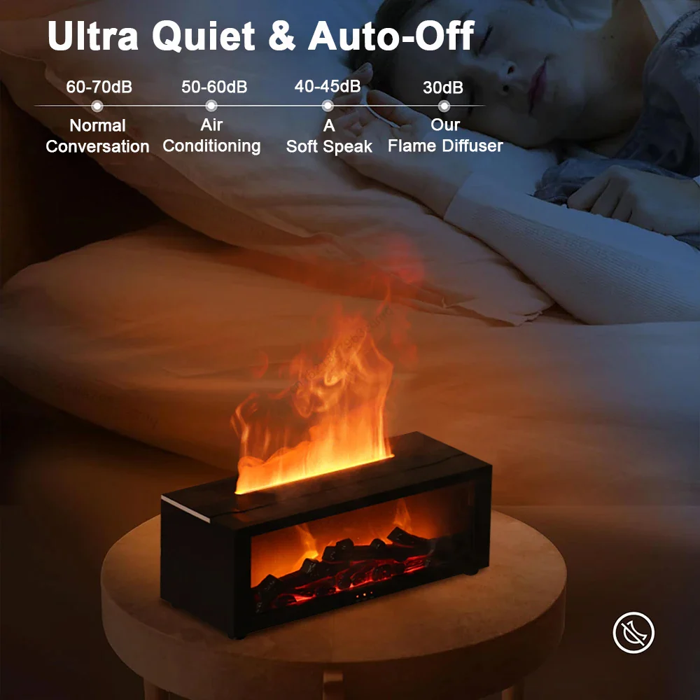 Luftbefeuchter und Luftreiniger mit Aromatherapie und Flammeneffekt