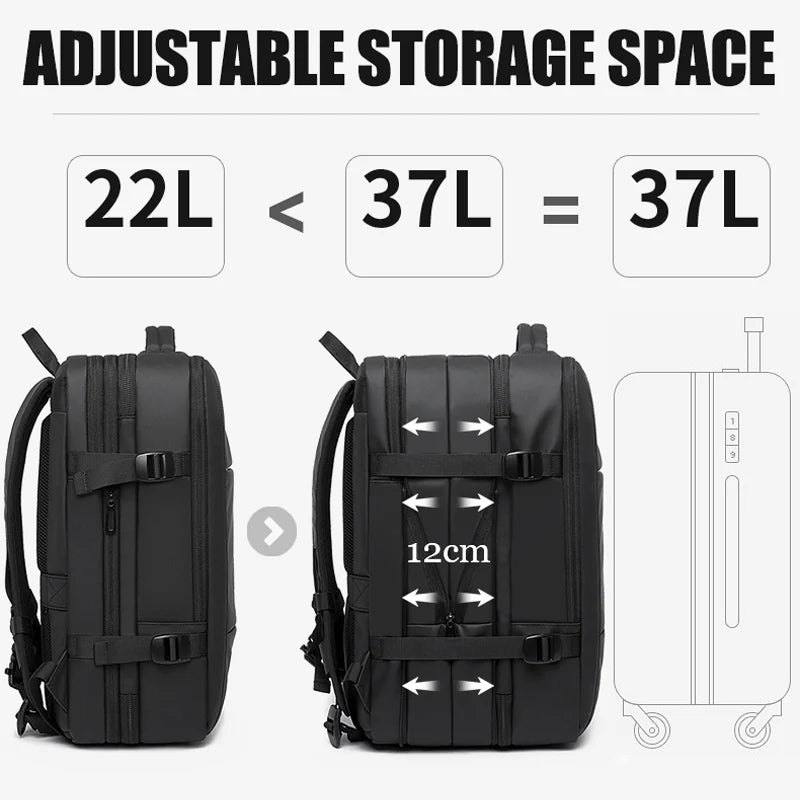 Wasserdichter erweiterbarer Rucksack für Reisen – Hohe Kapazität & Diebstahlschutz