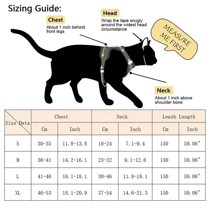 Reflektierendes Katzen-Geschirr mit Leine – Set
