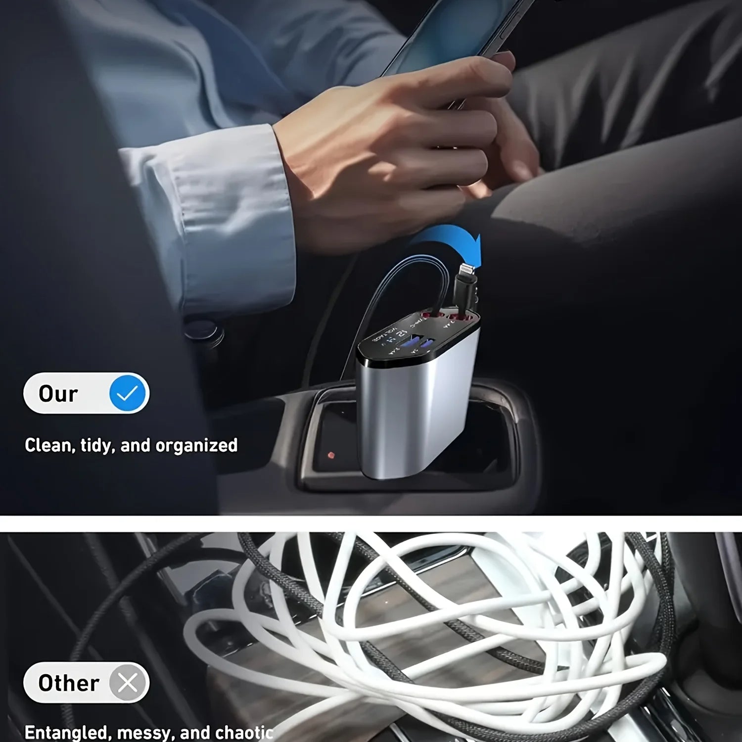 Faltbares Autoladegerät mit USB-C und USB-A – 120W Schnellladung