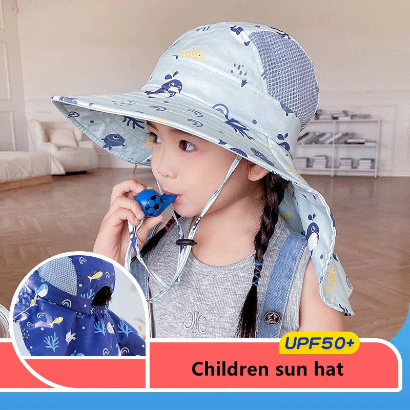 Sonnenhut für Kinder mit UPF 50+ - Verstellbare Kinnbänder und breiter Krempe