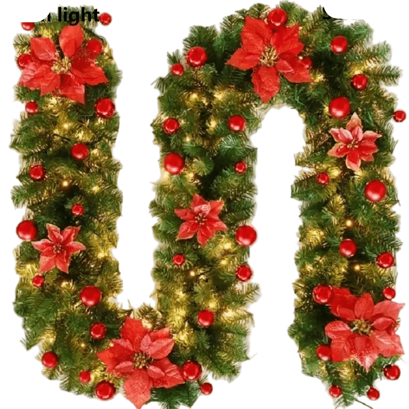 Beleuchtete Rattan-Girlande mit warmen LEDs – Weihnachtsdekoration