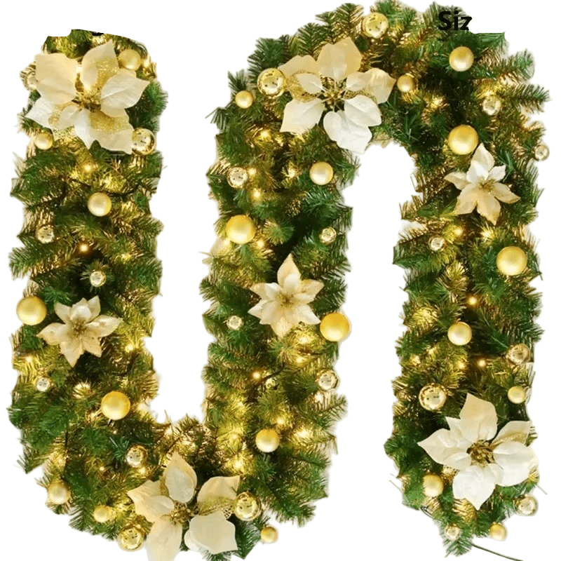 Beleuchtete Rattan-Girlande mit warmen LEDs – Weihnachtsdekoration