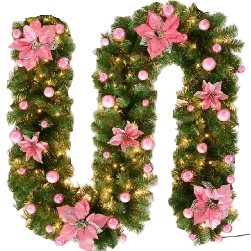 Beleuchtete Rattan-Girlande mit warmen LEDs – Weihnachtsdekoration