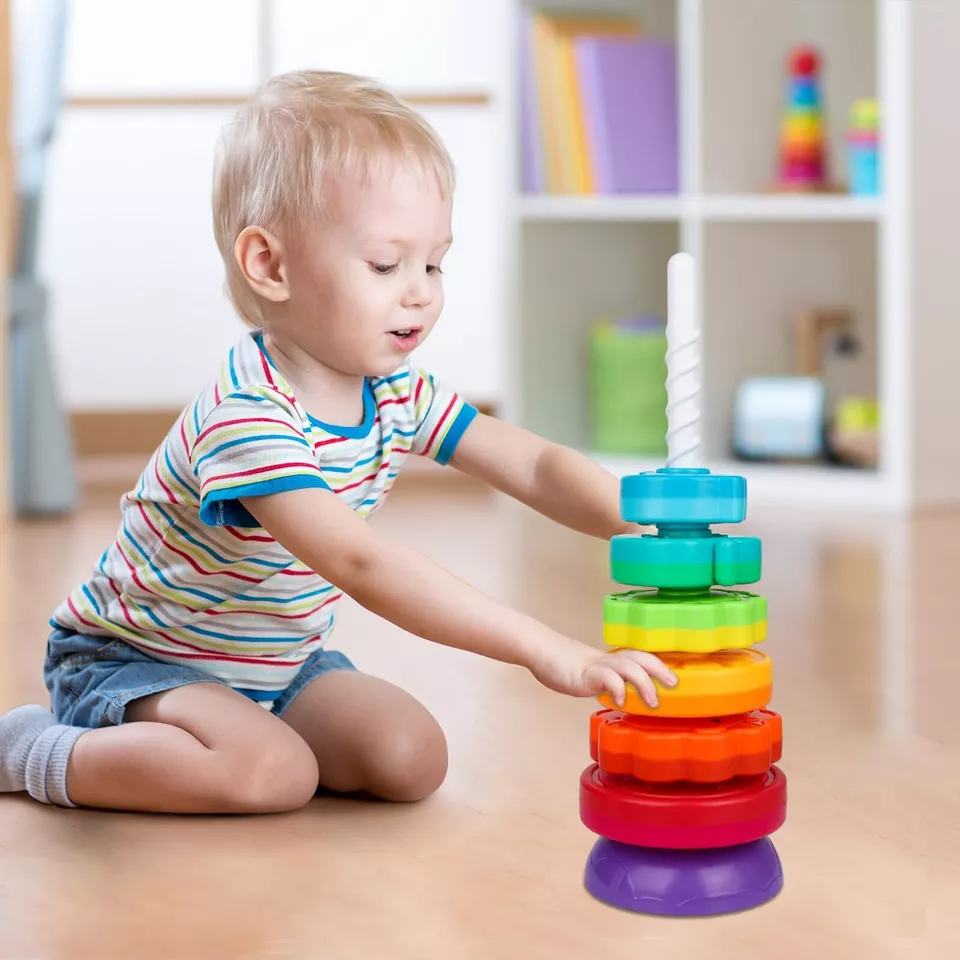Rotierender Lernspaß | Bunter Stapelturm für Kinder