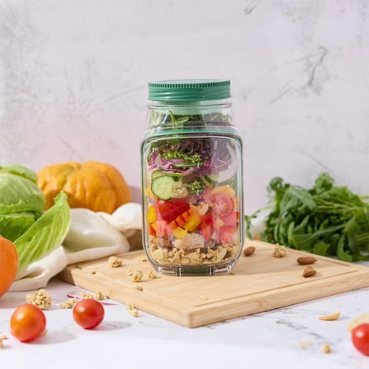 Salatbehälter mit Fächern für frische Zutaten