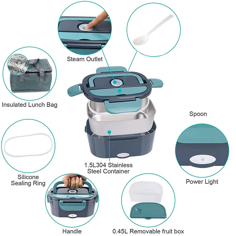 Elektrische Lunchbox WarmMee – Tragbarer 1,5L Essenswärmer für Auto & Zuhause