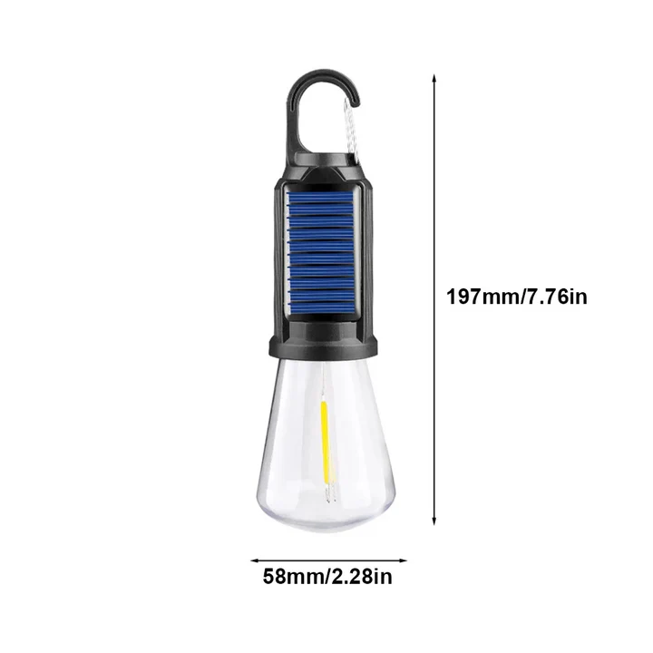 Solarbetriebenes Campinglicht mit Haken und wiederaufladbar
