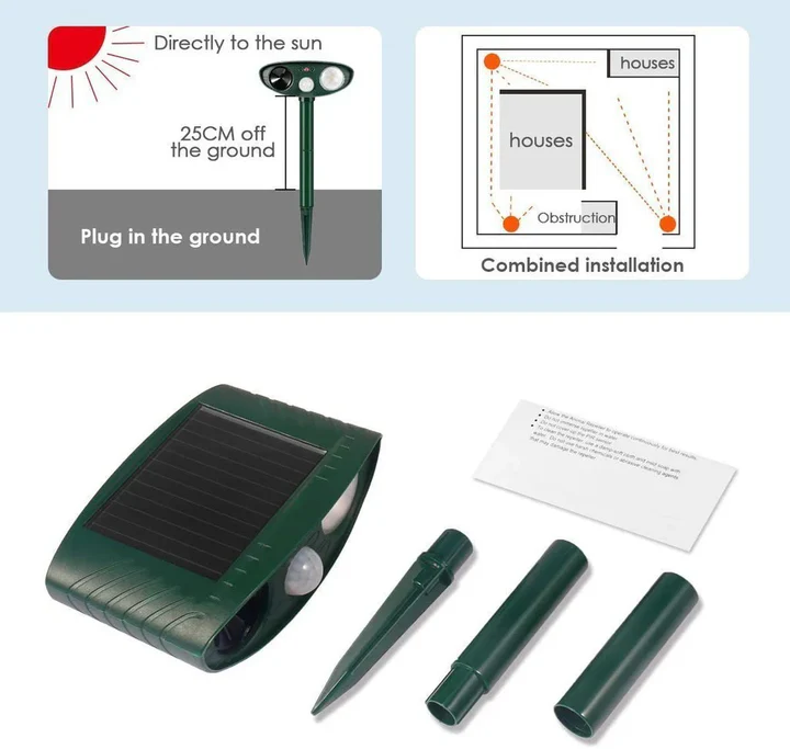 Solarbetriebener Ultraschall-Eichhörnchenvertreiber