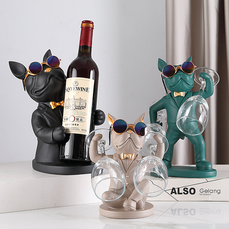 Eleganter Hunde-Figuren-Weinglashalter – Stilvolles Tischaccessoire