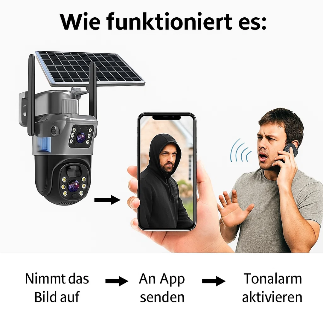 Kabellose 4K Überwachungskamera mit Solarenergie