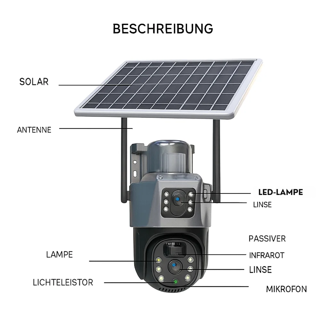 Kabellose 4K Überwachungskamera mit Solarenergie