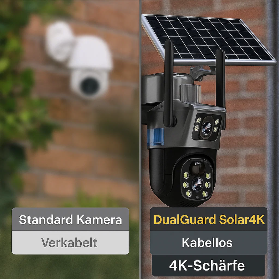 Kabellose 4K Überwachungskamera mit Solarenergie