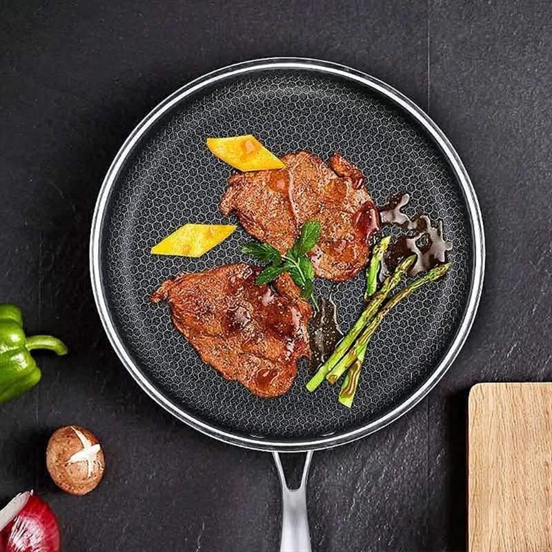 Stainless Steel Frying Pan with Non-Stick Surface for Effortless Cooking