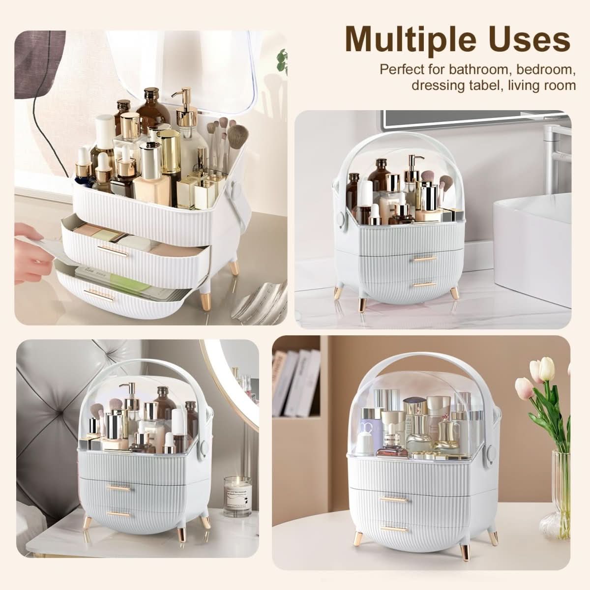 Waterproof Cosmetic Storage Case - Dustproof Makeup Organizer