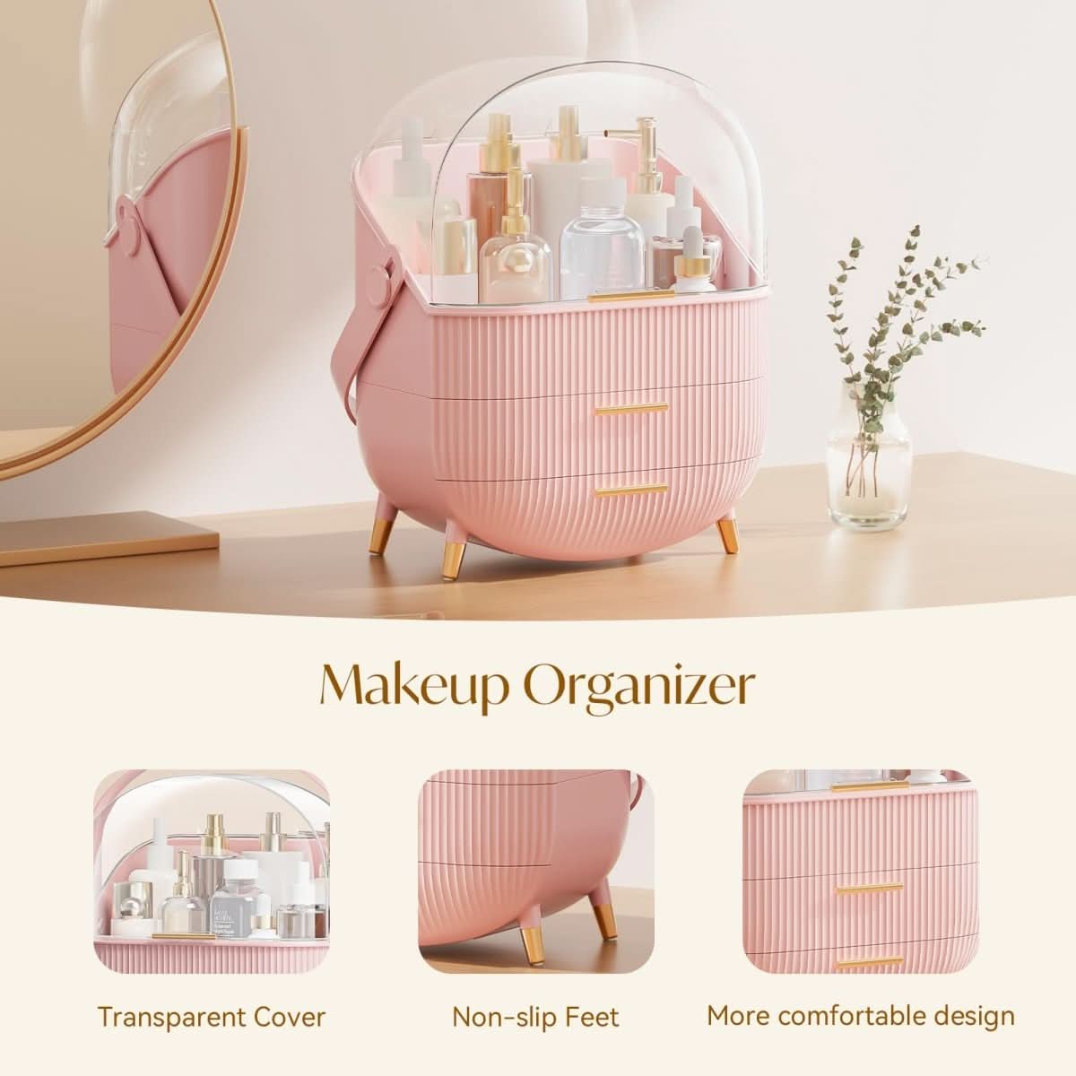 Waterproof Cosmetic Storage Case - Dustproof Makeup Organizer