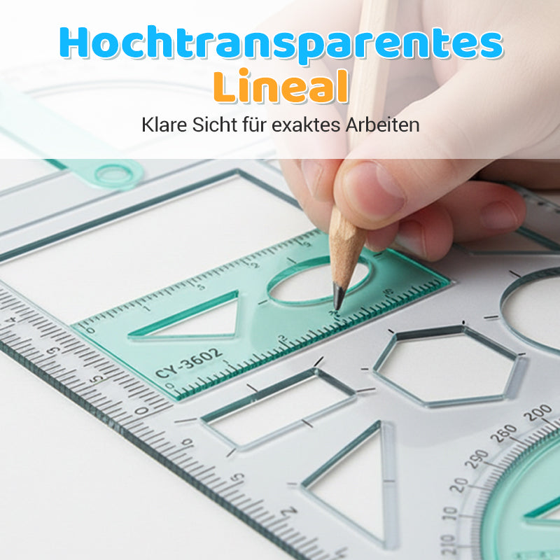 Vielseitiger Geometrie-Lineal mit drehbarem Winkelmesser