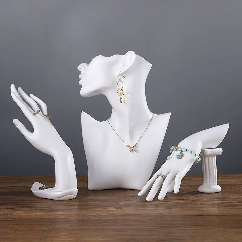 EleganzDisplay Jewelry Presentation | Stylish Hand and Bust Holders for Jewelry