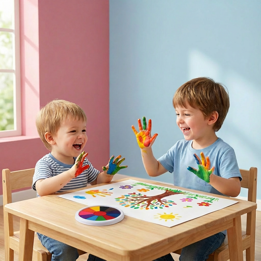 Set mit Fingerfarben für kreative Kinder