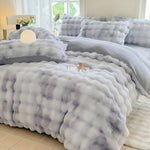 Gemütliches Plüsch Bettwäsche Set – Warm und weich für Herbst & Winter | Wendbares Design in Kaninchenfell & Milchvelours