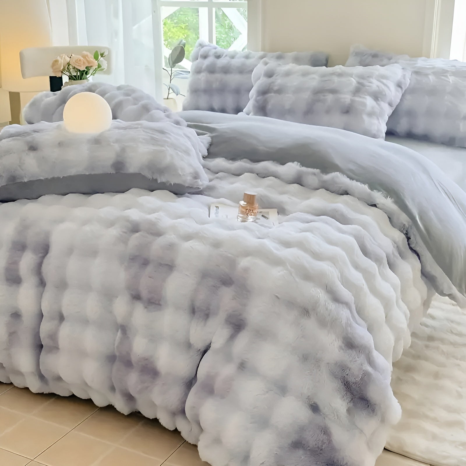Gemütliches Plüsch Bettwäsche Set – Warm und weich für Herbst & Winter | Wendbares Design in Kaninchenfell & Milchvelours