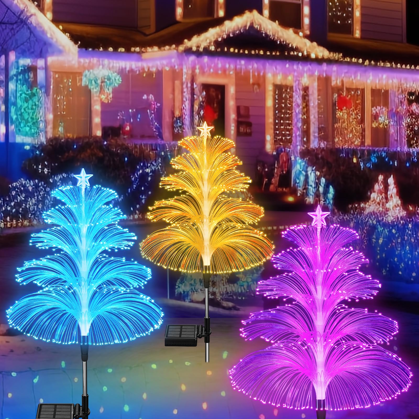 Lichtgarten Solarset – 3 Solarbetriebene LED Gartenlichter mit Farbwechsel