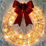 Beleuchteter Weihnachtskranz in Gold-Grün 50cm – Handgemachter Türkranz mit LED