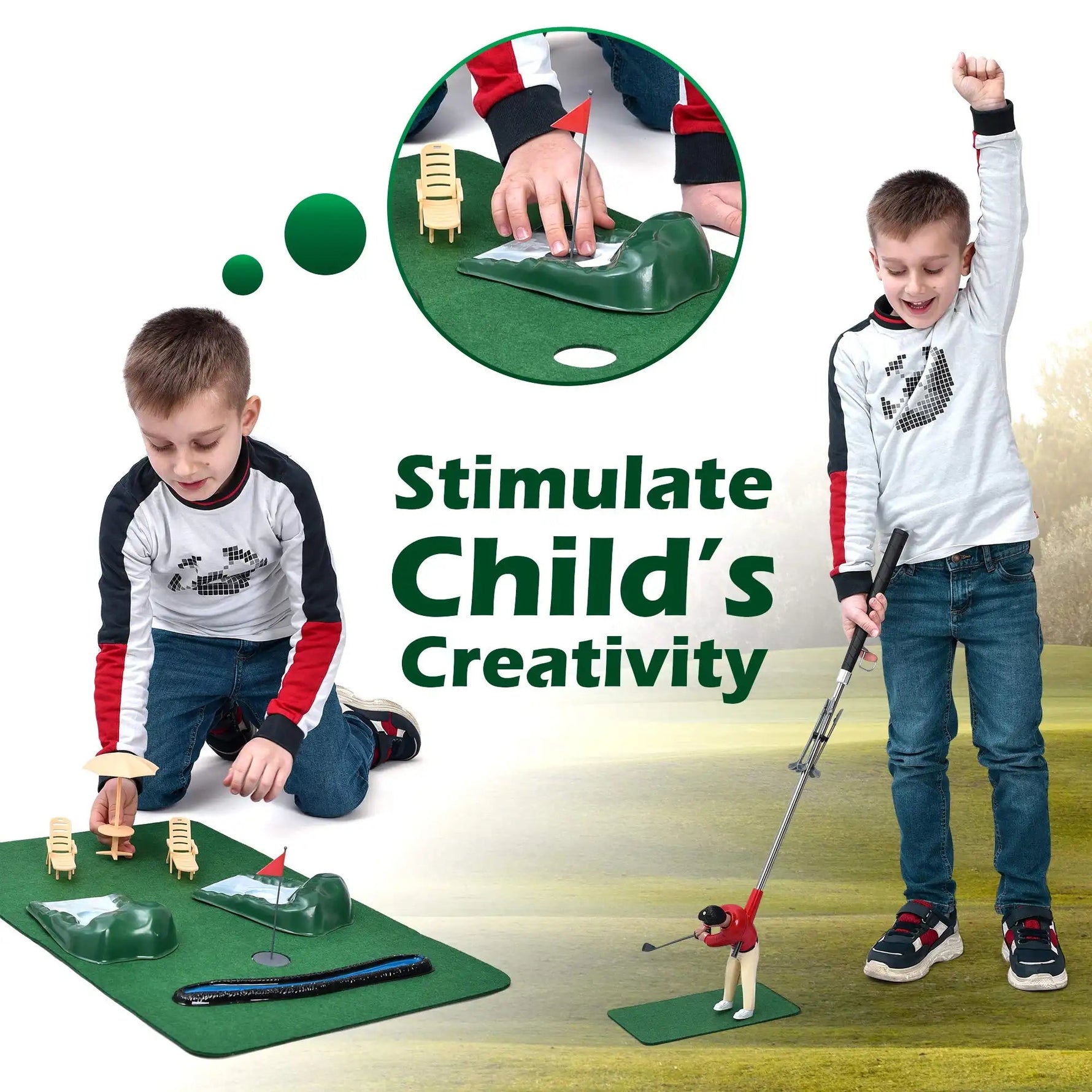 Golfvergnügen für Zuhause: Indoor-Golfset mit 5 Schlägern