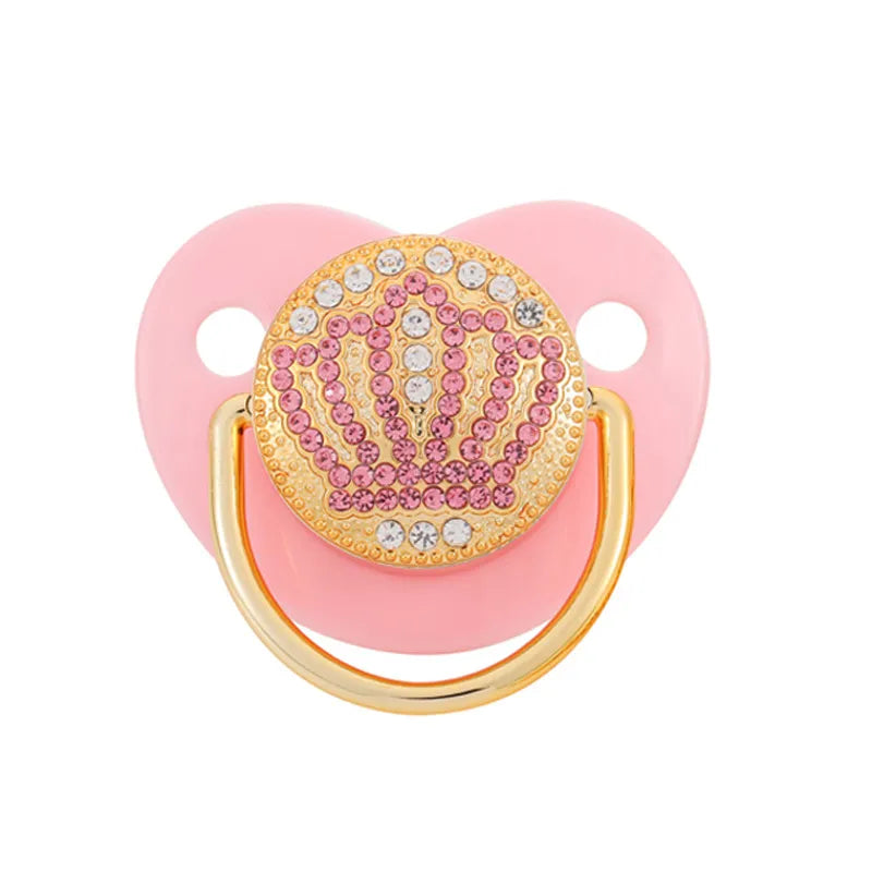 Schnuller im Luxusdesign mit Strass und Kronen-Details – Gold