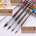 Präzisionspinselset mit Holzgriff für filigrane Arbeiten