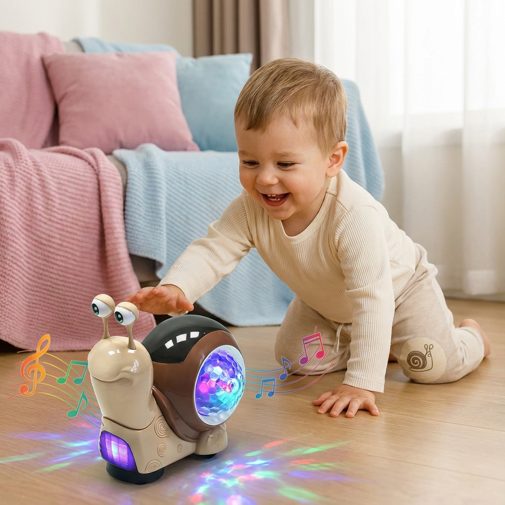 Krabbelspielzeug mit Musik und leuchtender Schnecke