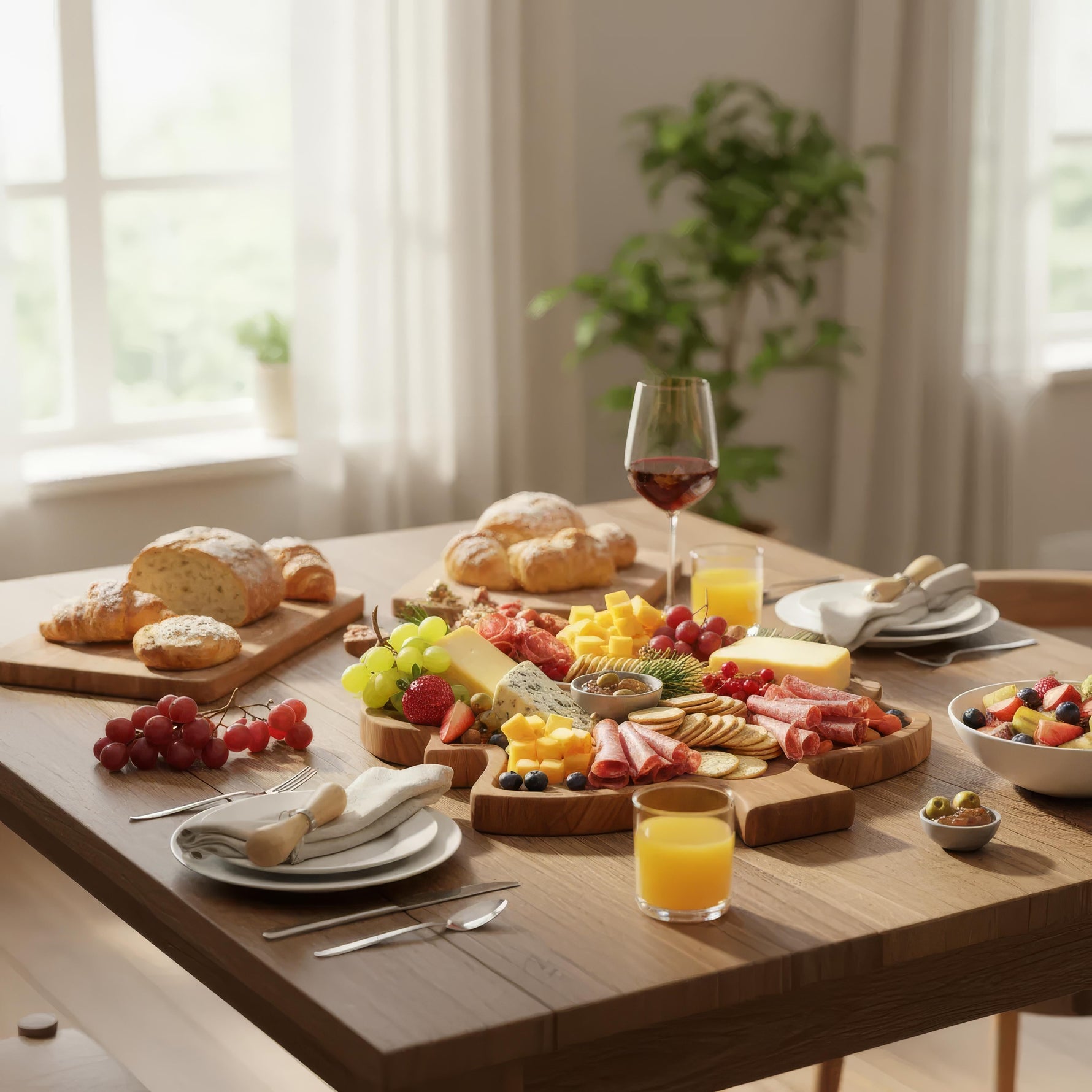 Festive Wooden Serving Tray with Practical Compartments | Set of 2