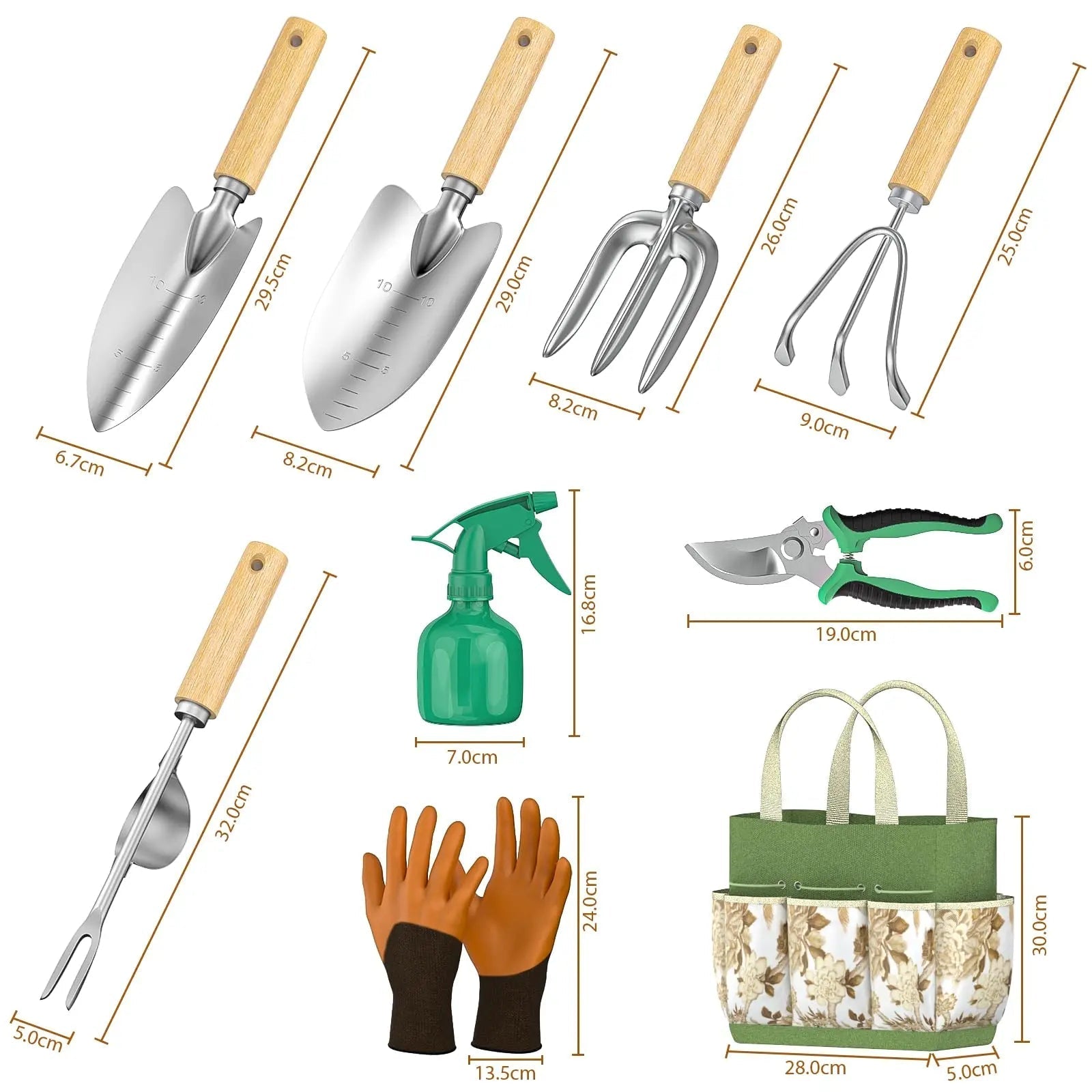 Gardening Pro 9-Piece Tool Set for Perfect Garden Care