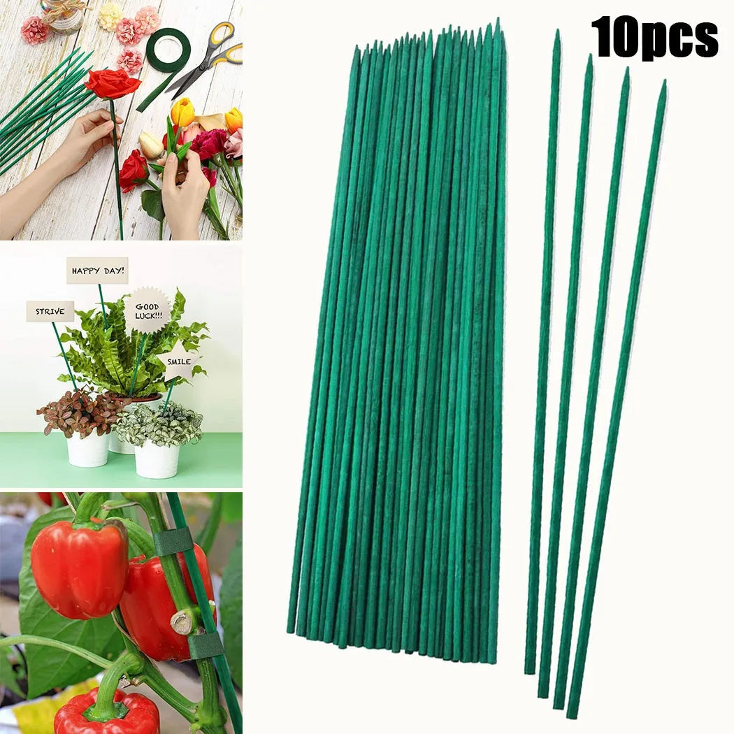 BambooPro Plant Supports 40 cm | Set of 10 | Green | Stability for Your Garden