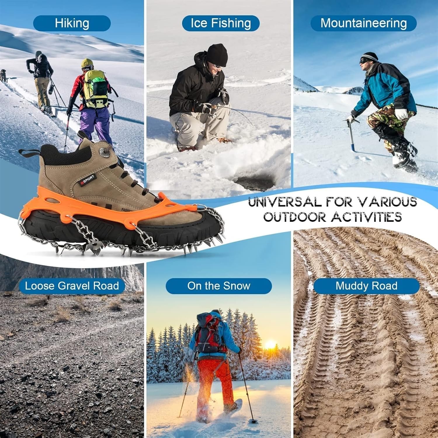 Grippy winter spikes for secure grip on ice and snow